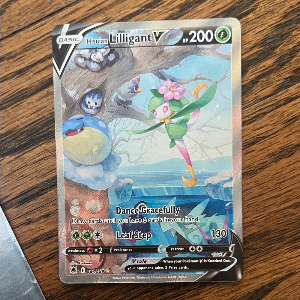 Pokemon Hisuian Lilligant V Green Pink Blue Holo Card